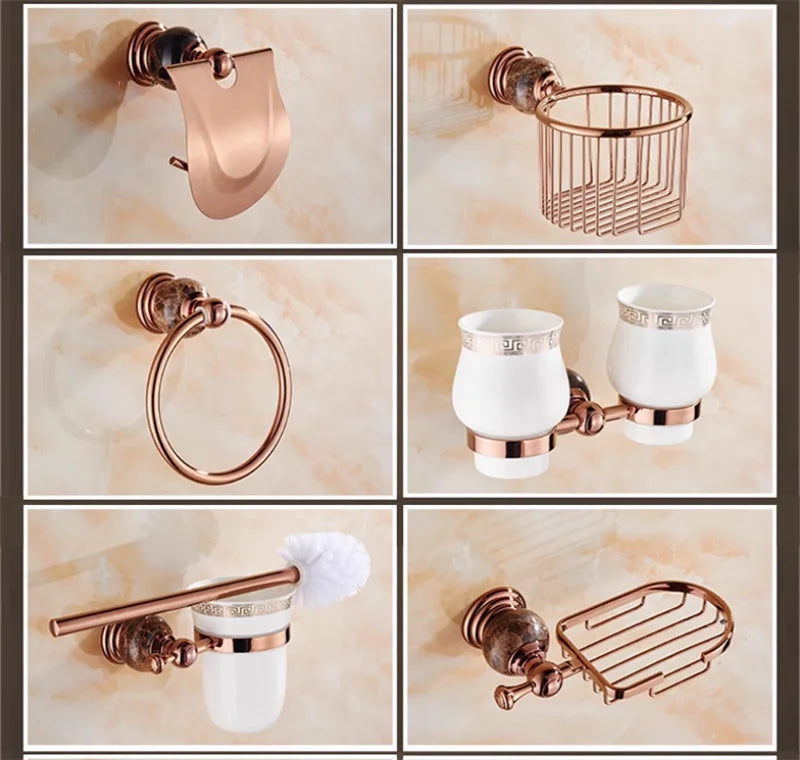Bathroom Bath Shelf Rose Gold Paper Holder Towel