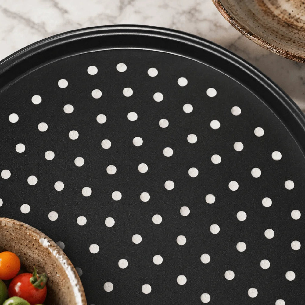 Carbon Steel Perforated Pizza Pan 9/10/11/12/14 Inch Mupti