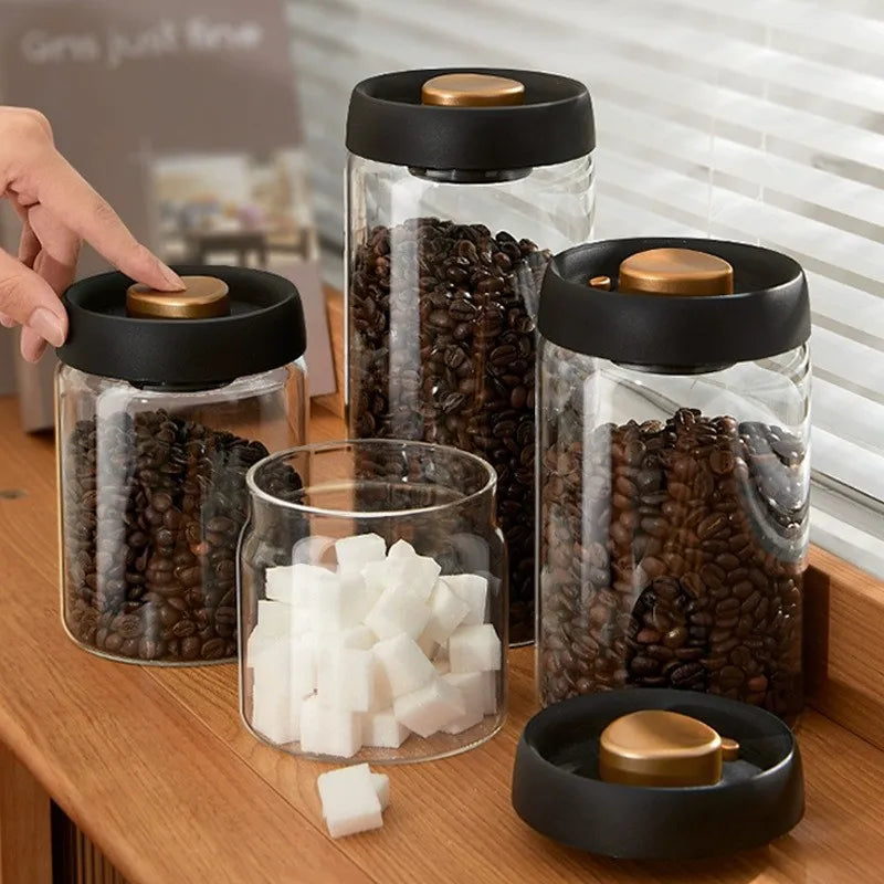 Vacuum Sealed Tank Coffee Beans Storage Glass Bottle