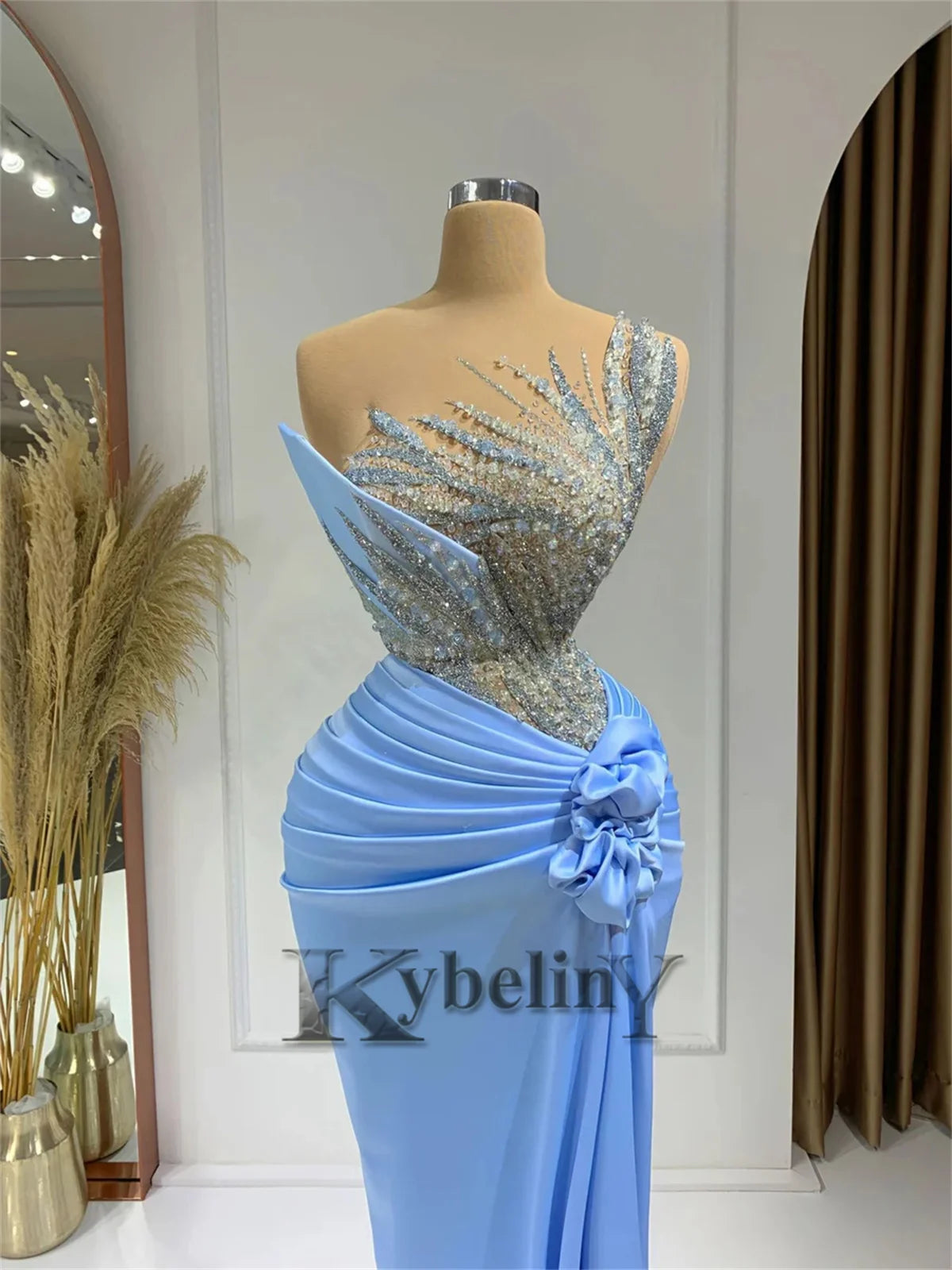 Kybeliny Graceful Evening Dresses Women Crytalsone-Shoulder