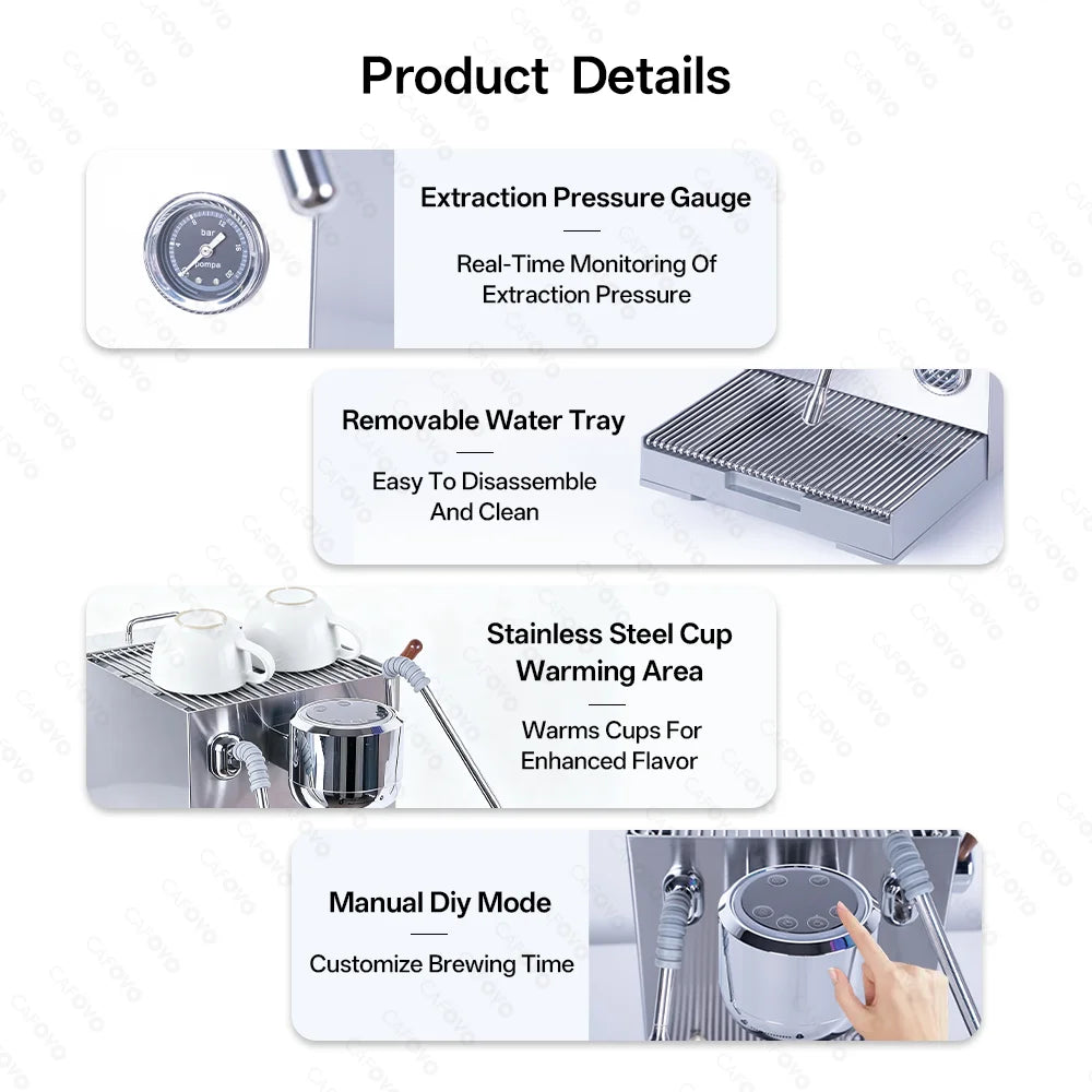 Cafovo E120 9bar Espresso Machine Boiler Ulka Pump
