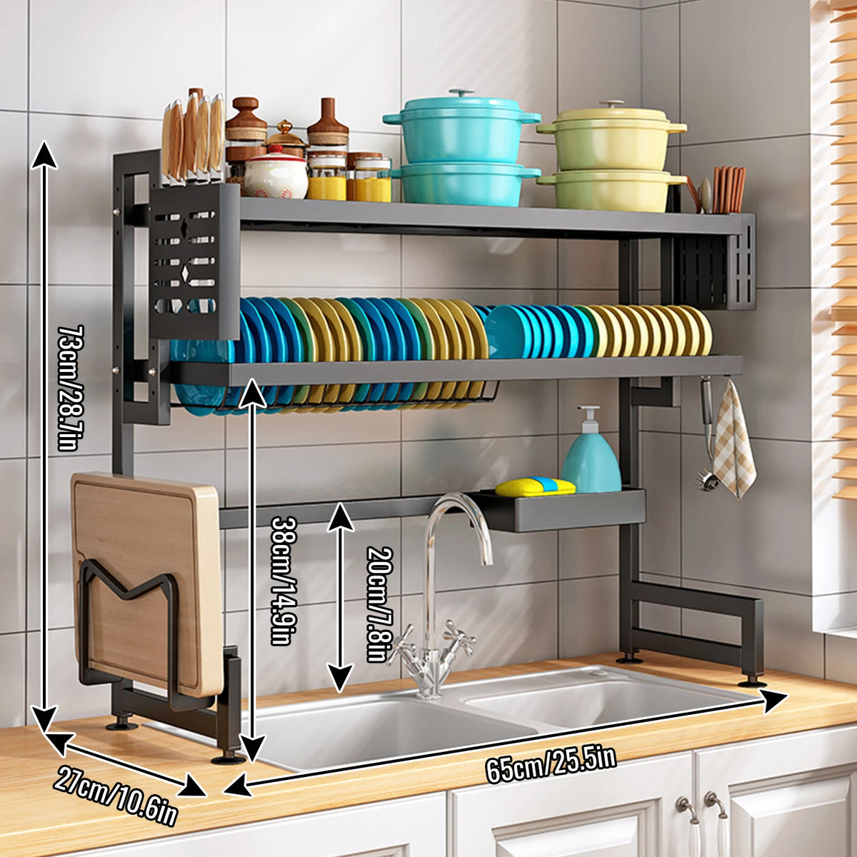 Over Sink Dish Drying Rack 2-Tier Dish Rack