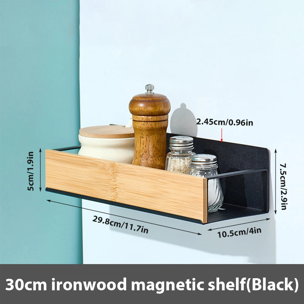 Magnetic Fridge Shelf Spice Storage Rack Black Iron