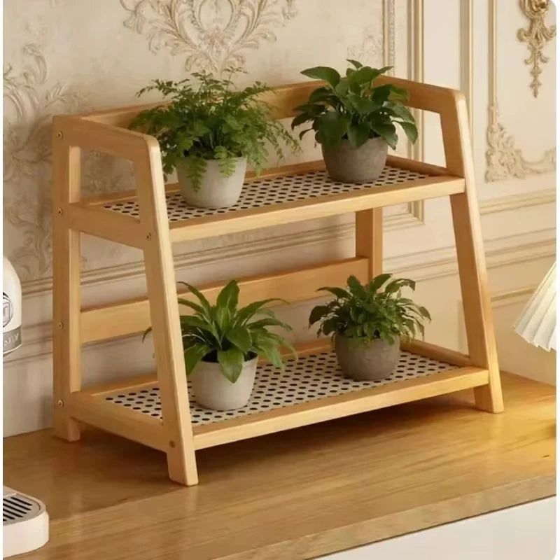 2-Tier Retro Bamboo Storage Shelf - Stable Countertop