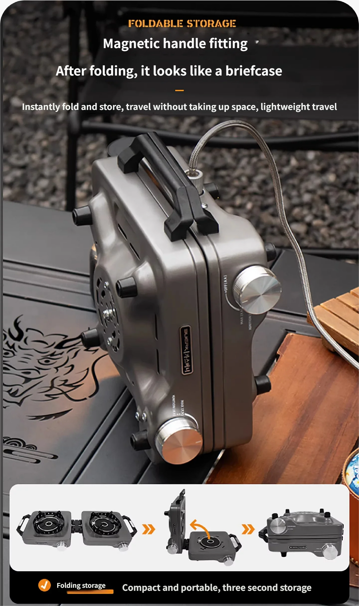 Buerk Camping Stove Gas Stove Dual Burner Foldable