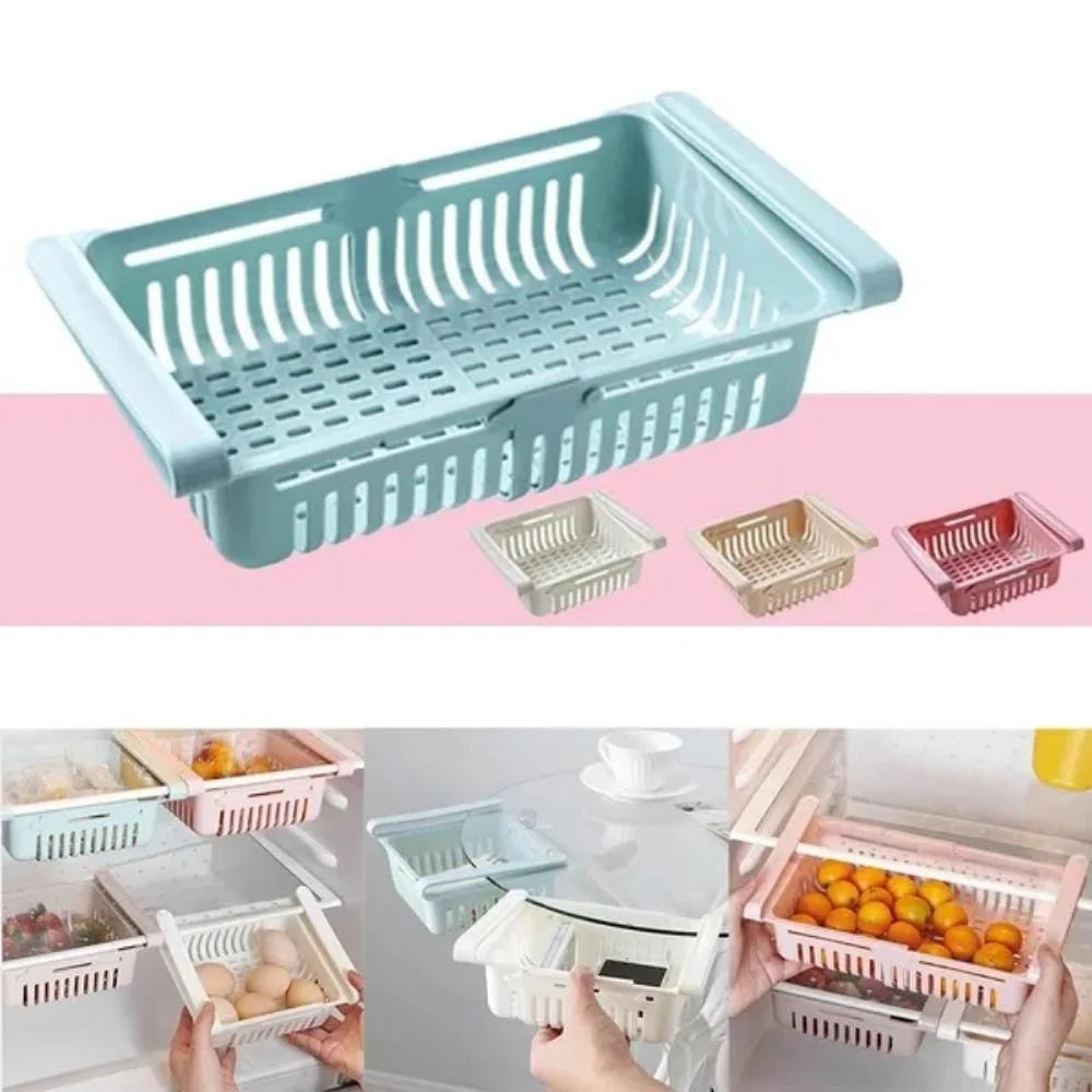 Refrigerator Drawer Organizer Pull Out Shelf Storage Organizer