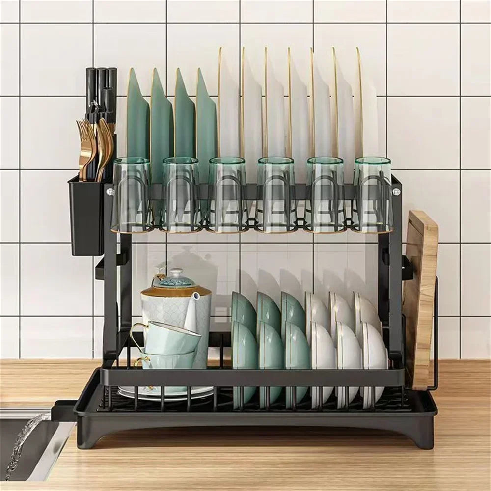 Tier Stainless Steel Dish Drying Rack Drainboard Tableware
