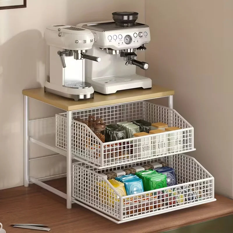 1pc Space-Saving Countertop Organizer Drawer Metal Basket -