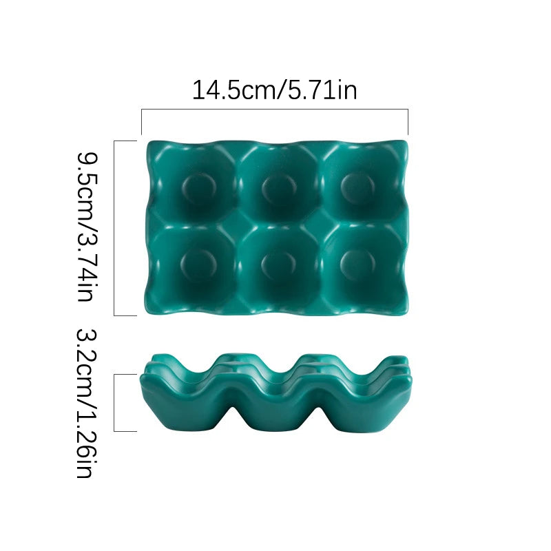 Grids Egg Holder Ceramic Anti-Slip Egg Box Refrigerator