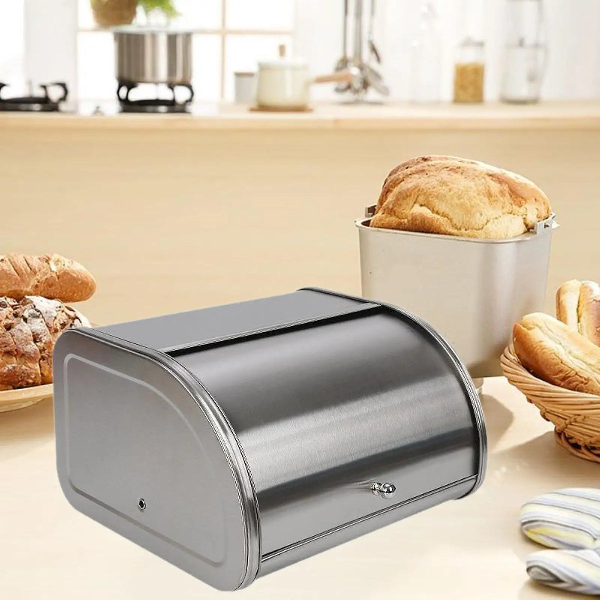 Metal Bread Box Bread Keeper Large Capacity Rustic