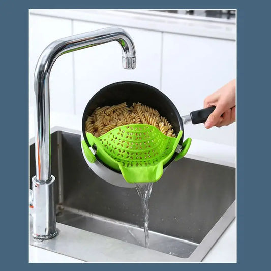 Universal Silicone Clip-On Pan Pot Strainer Anti-Spill Pasta