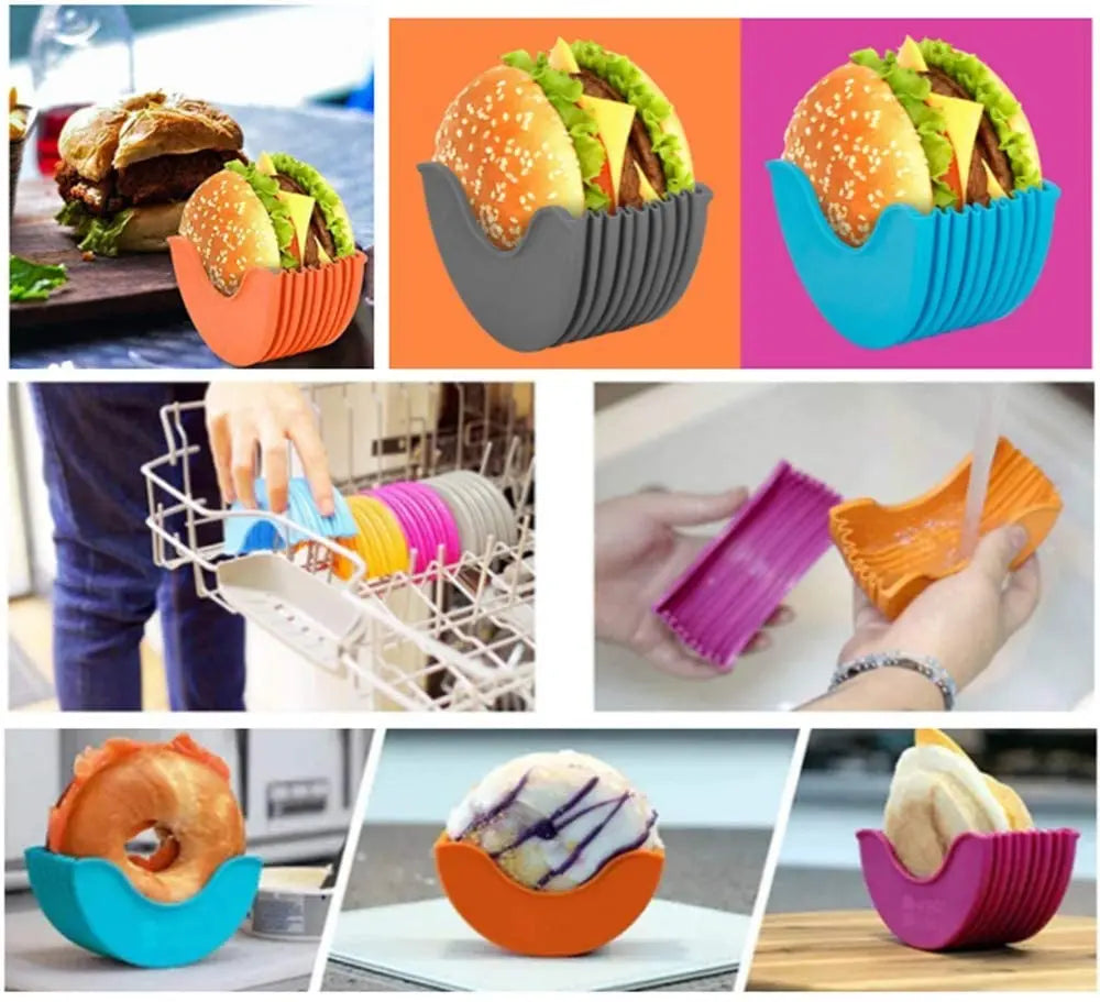Reusable Burger Rack Useful Silicone Frame Burger Holder