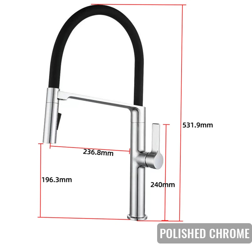 Black Faucet Pull Down Sprayer Rubber Mixer Deck