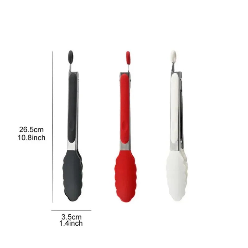 9-Inch Silicone Food Tongs Grill Stainless Steel Food