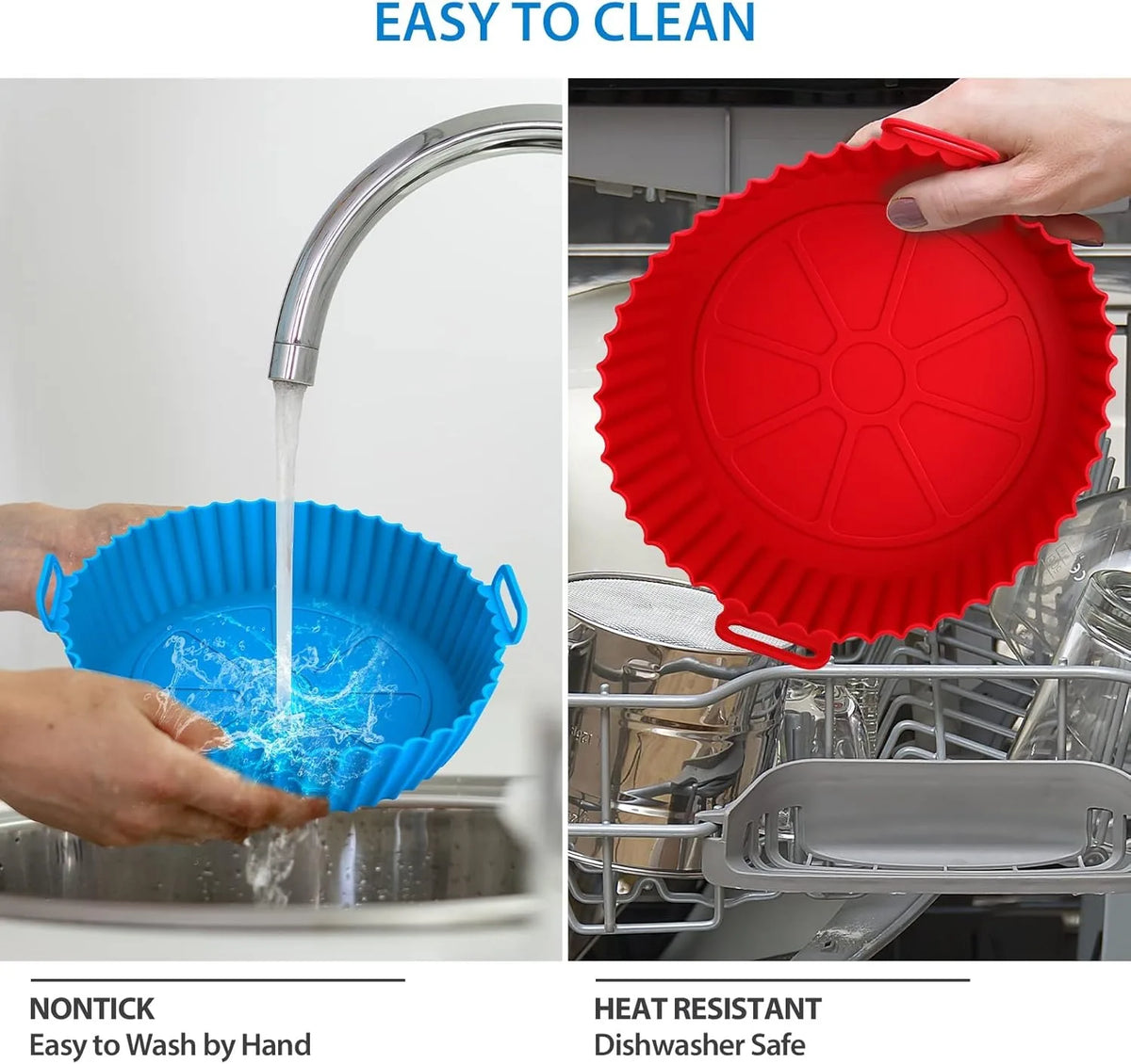 1pc Air Fryer Silicone Baking Tray Mat Circular