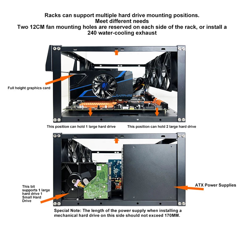 Diy Computer Motherboard Case Rack Aluminum Frame Chassis