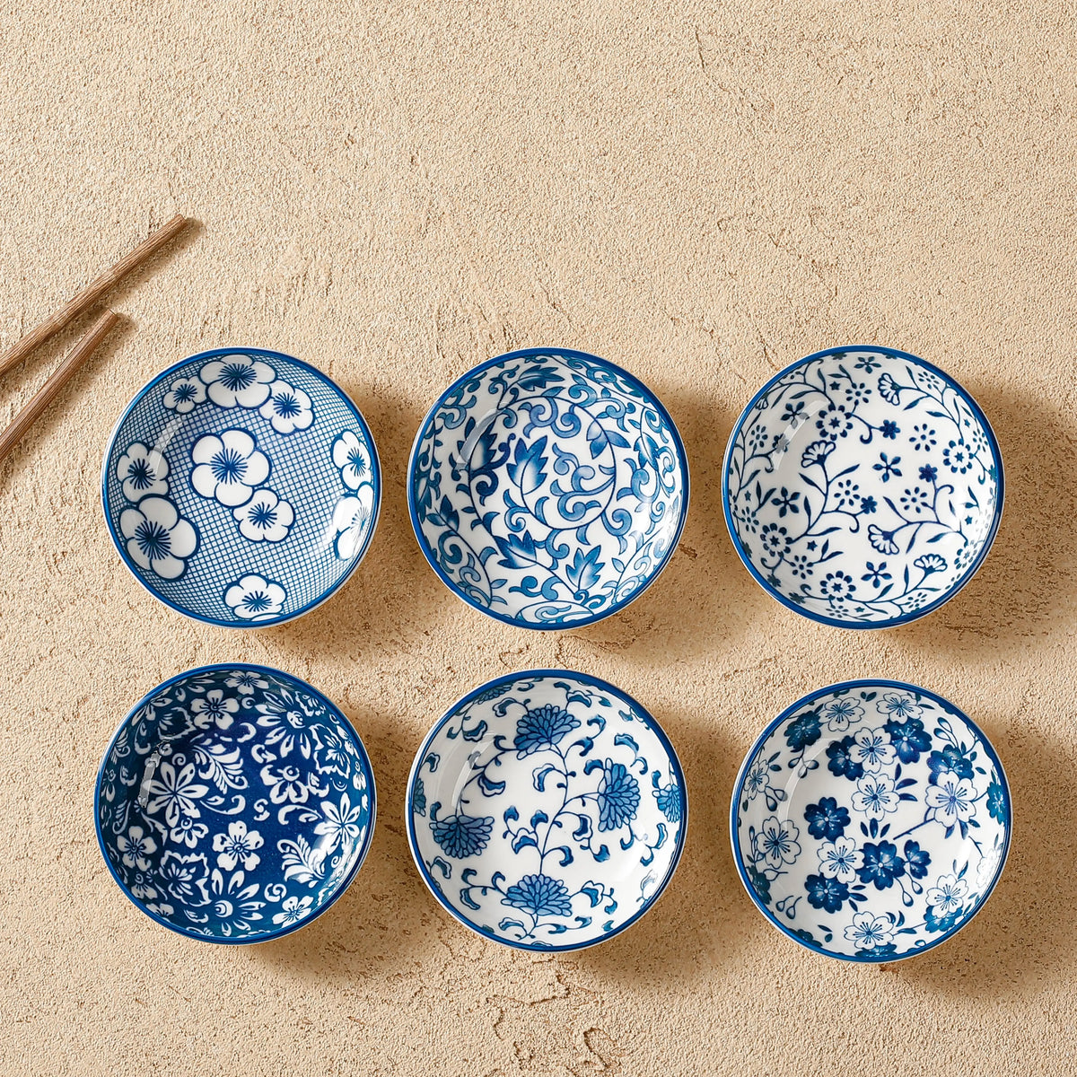 6pcs Mini Ceramic Sauce Dish Plate Retro Chinese
