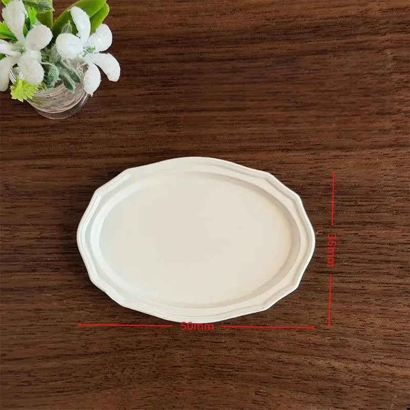 1pcs 12 Dollhouse Mini Retro Oval Metal Dish