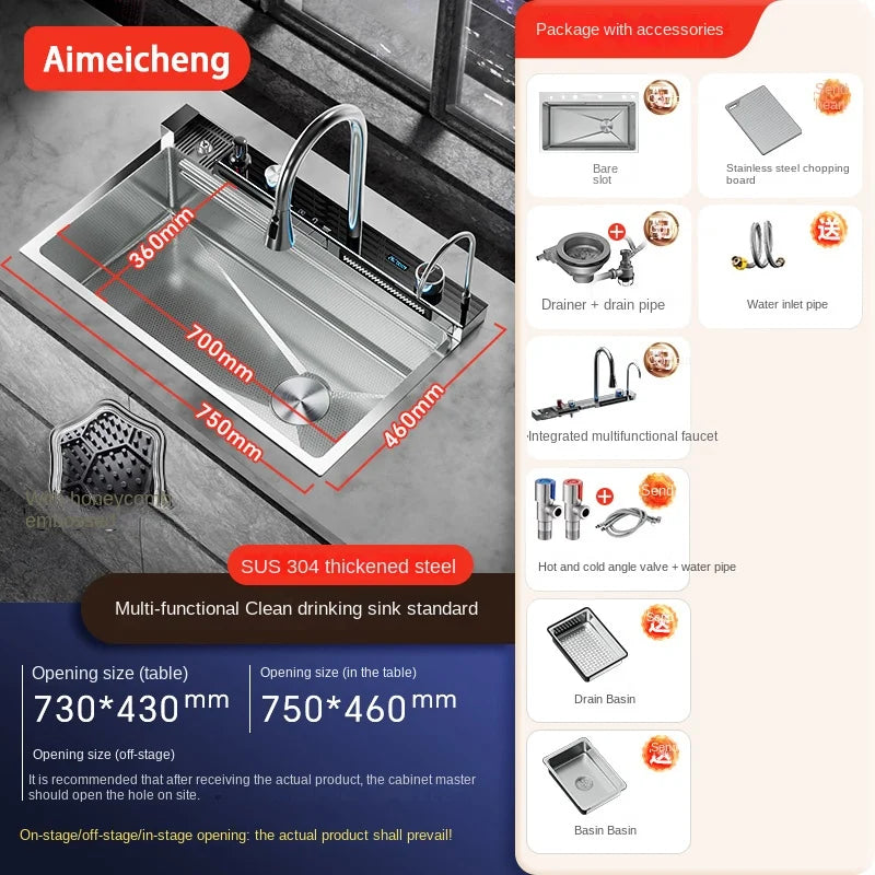 Integrated Waterfall Sink Honeycomb Technology Large Digitial