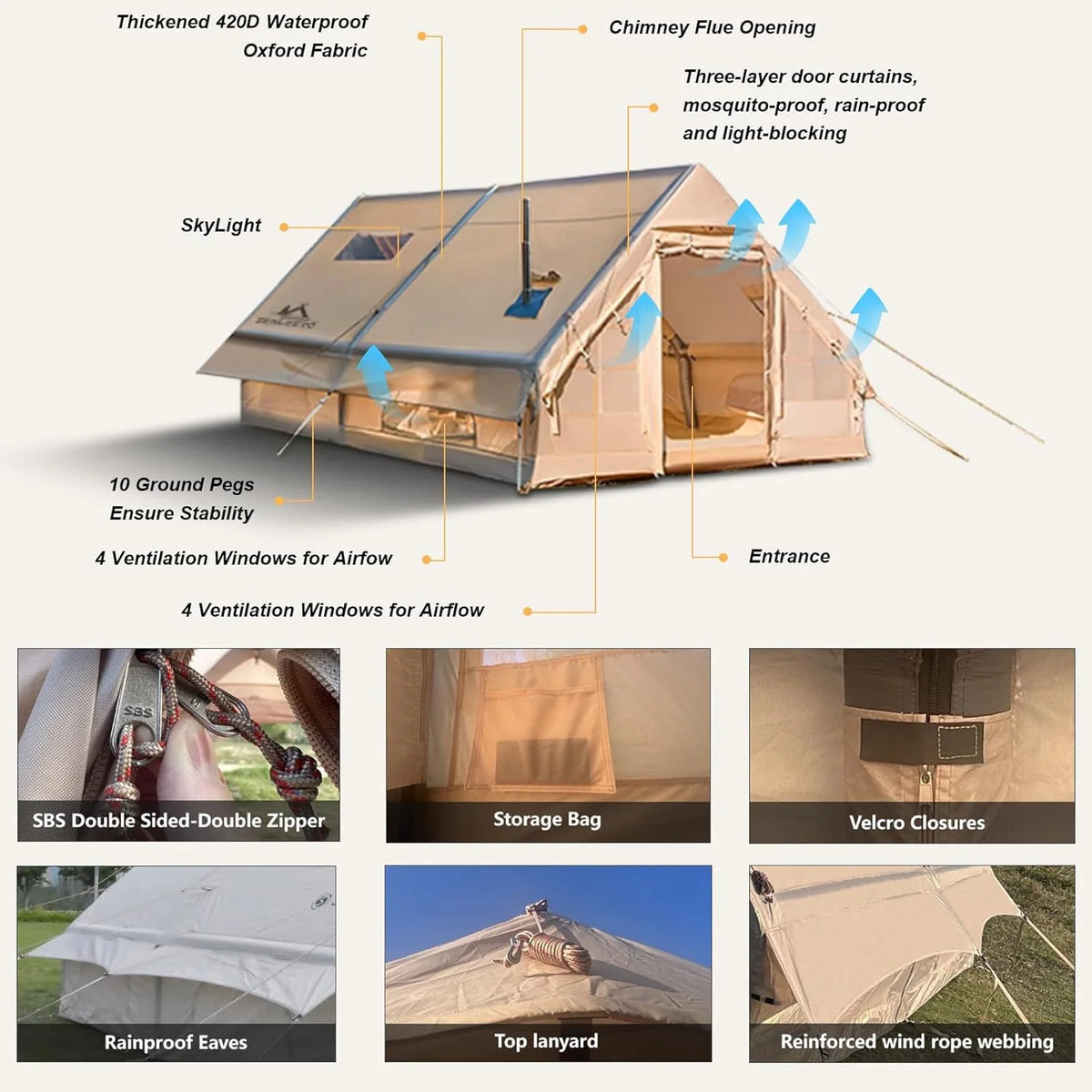 Inflatable Tent 6-8 Person Blow Up Air Tent