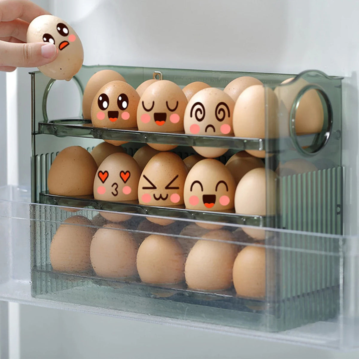 1pcs High-Capacity Multilayer Egg Storage Box Refrigerator Side