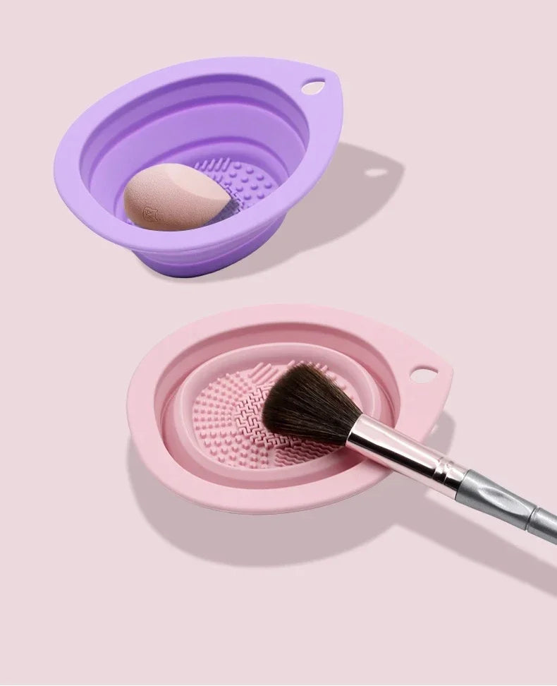 Silicone Makeup Brush Cleaner Folding Powder Puff Cleaning