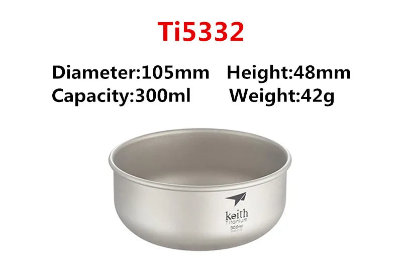 Keith Camping Tableware Titanium Bowls Pan Fruit Vegetable