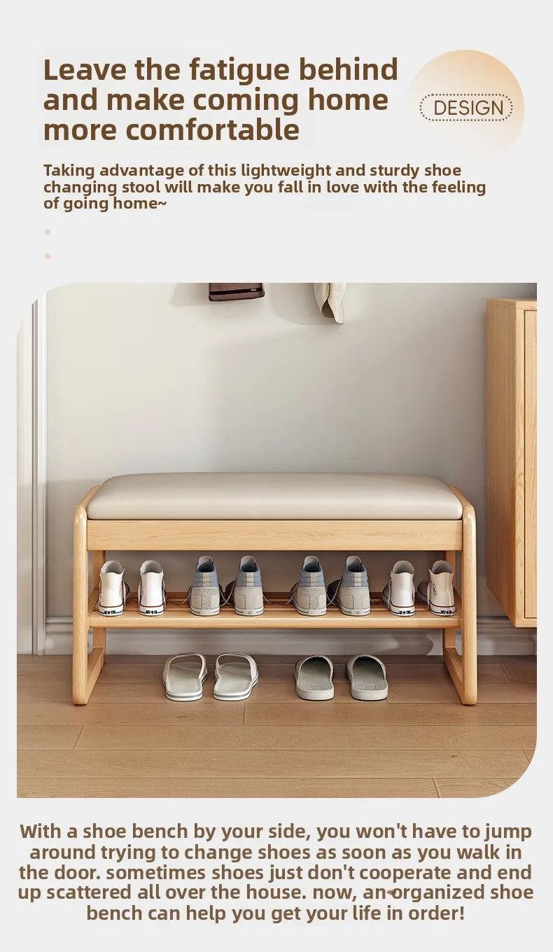 Solid Wood Storage Shoe Exchange Stool Solid Wood