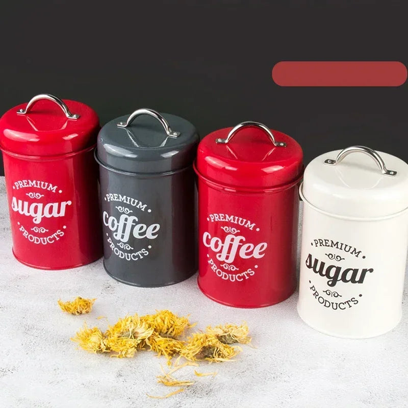 Canisters Coffee Tea Sugar Flour Metal Tin Jars