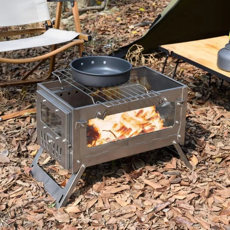430 Stainless Steel Tent Stove Foldable Side Glass