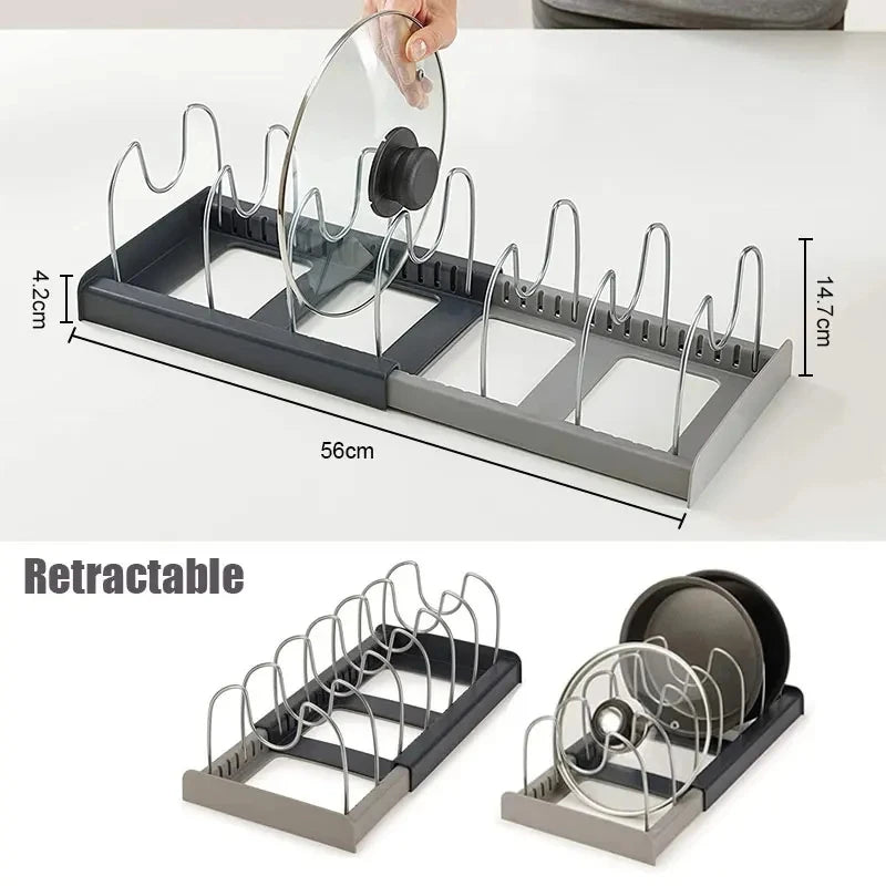 Expandable Stainless Steel Storage Rack Cabinet Holder Pan