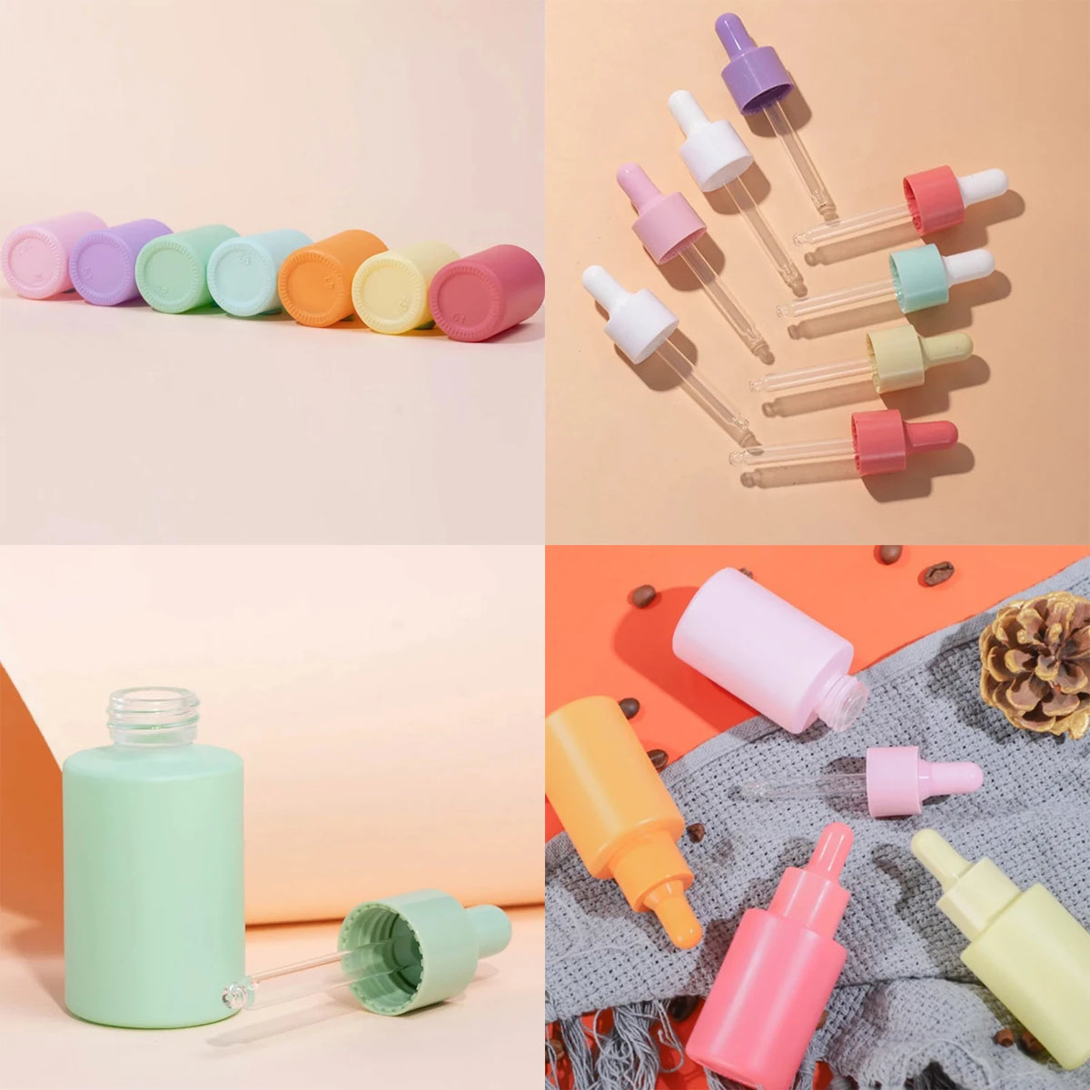 10pcs 30ml Dropper Bottles Macaron Colored Glass Container