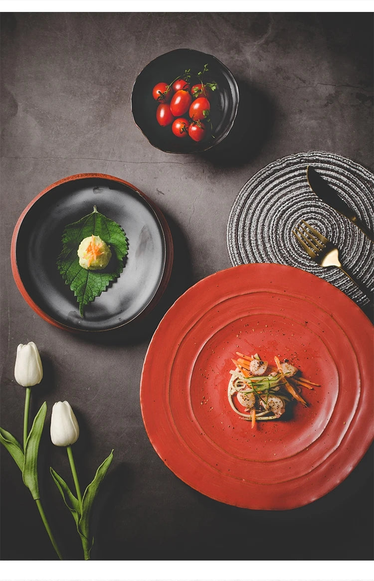 Handmade Stoneware Irregular Ceramic Plates Bowls Art Dish