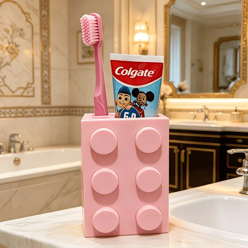 Cute Building Block Toothbrush Storage Rack Multi-Purpose