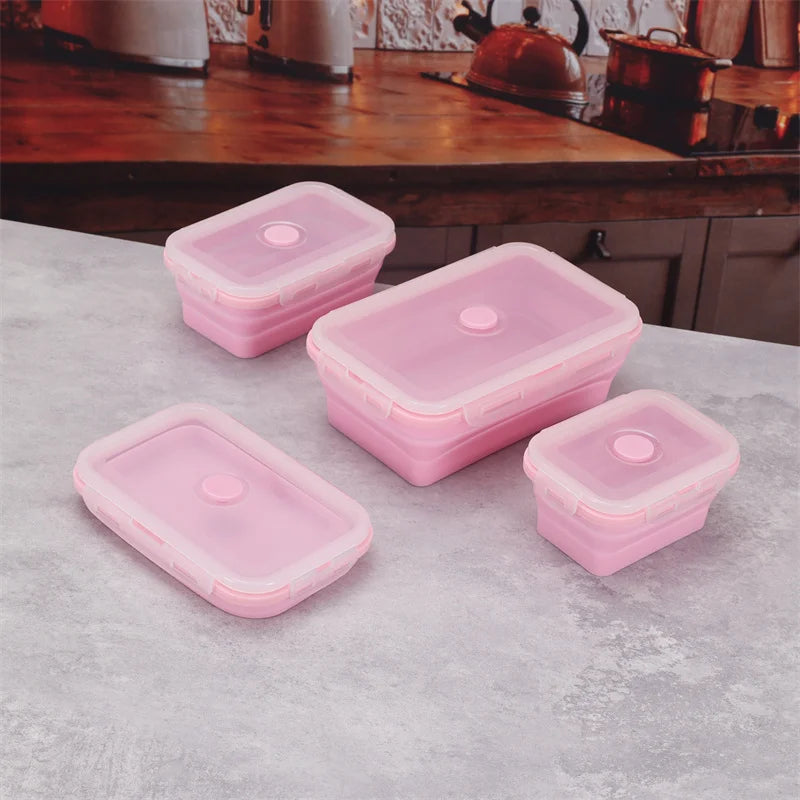 Size Choose Silicone Rectangle Lunch Box Collapsible Bento