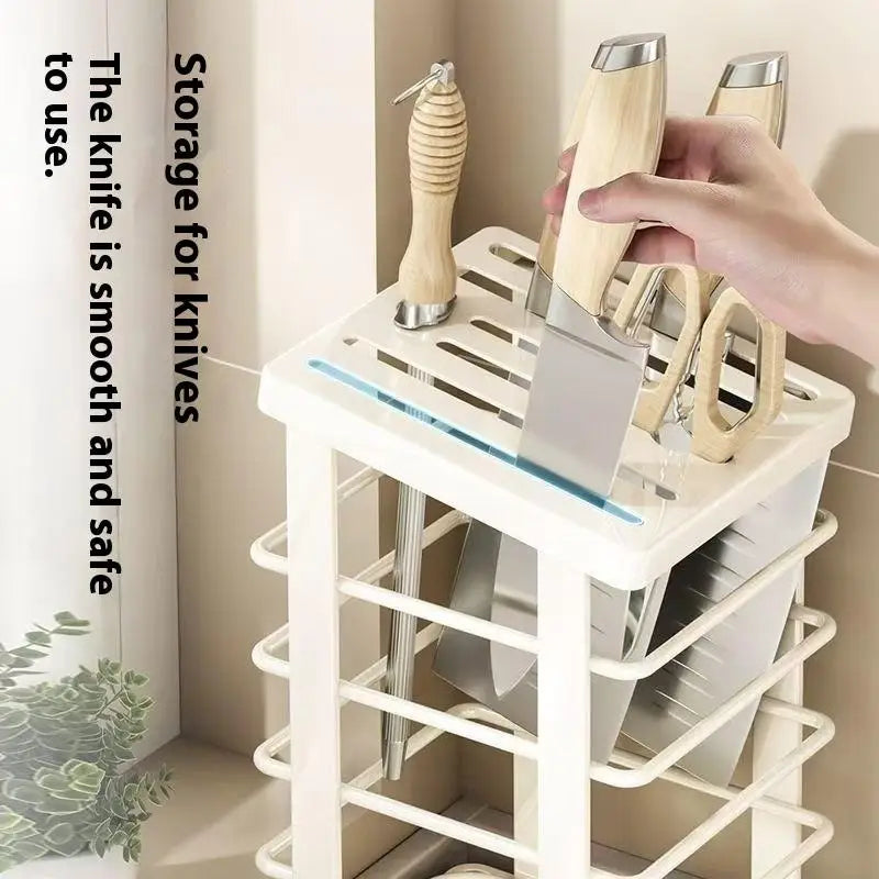 Countertop Knife Holder Drain Tray Storage Rack Organizer