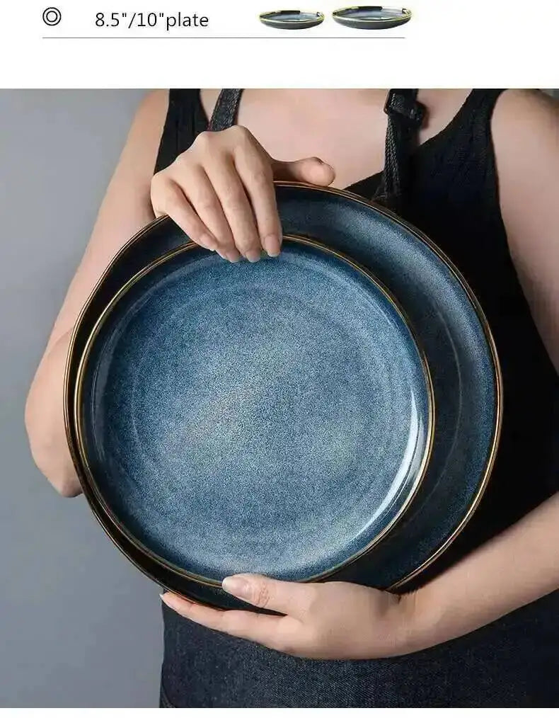 1pcs Ceramic Dishes Steak Dessert Dinner Plate Gradient