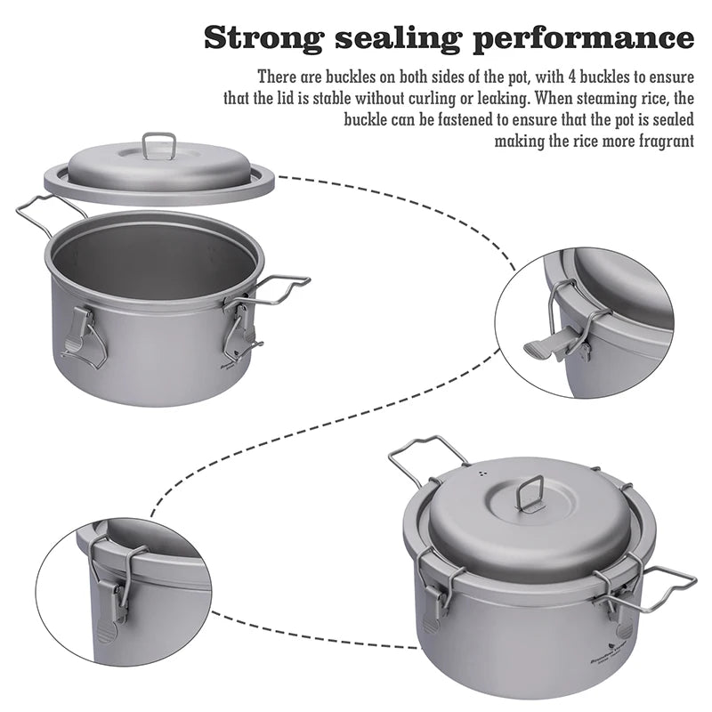 Boundless Voyage Titanium Camping Pot 2l Cooker Ultralight