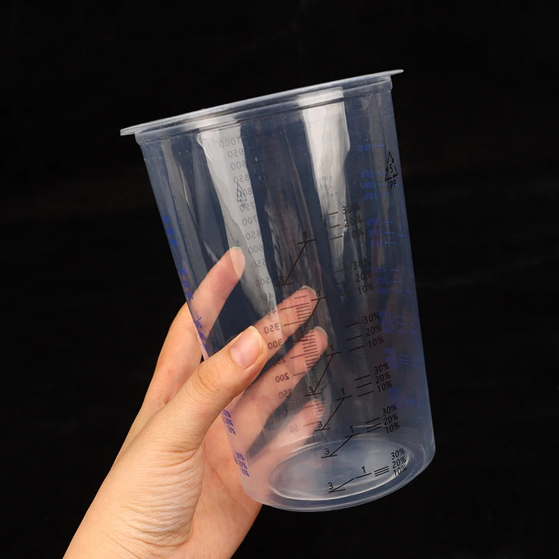 10pcs Disposable Measuring Cups 1000ml Clear Graduated Plastic