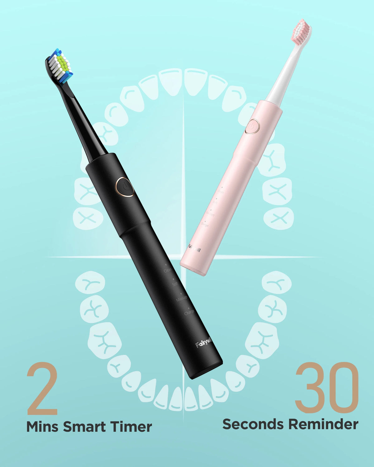Fairywill Sonic Electric Toothbrush E11 Waterproof Usb Charge