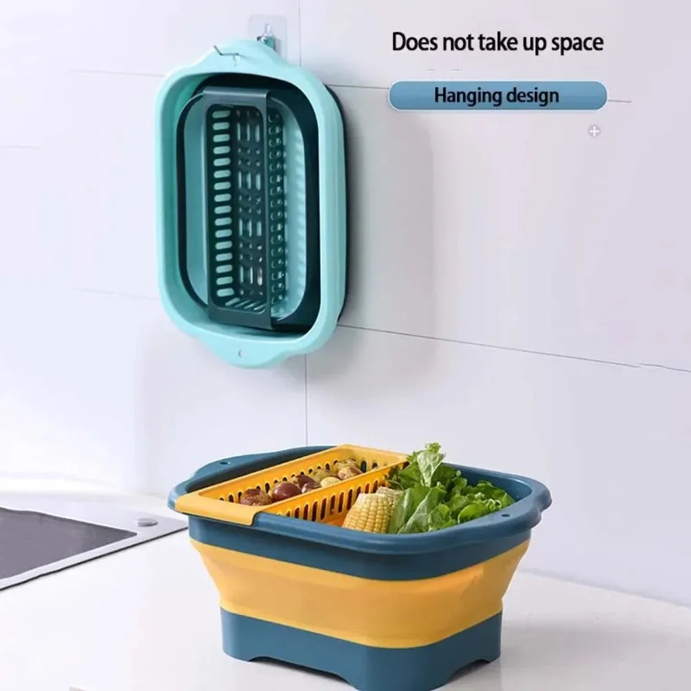 Foldable Dish Basin Vegetable Washing Basket Outdoor Sink