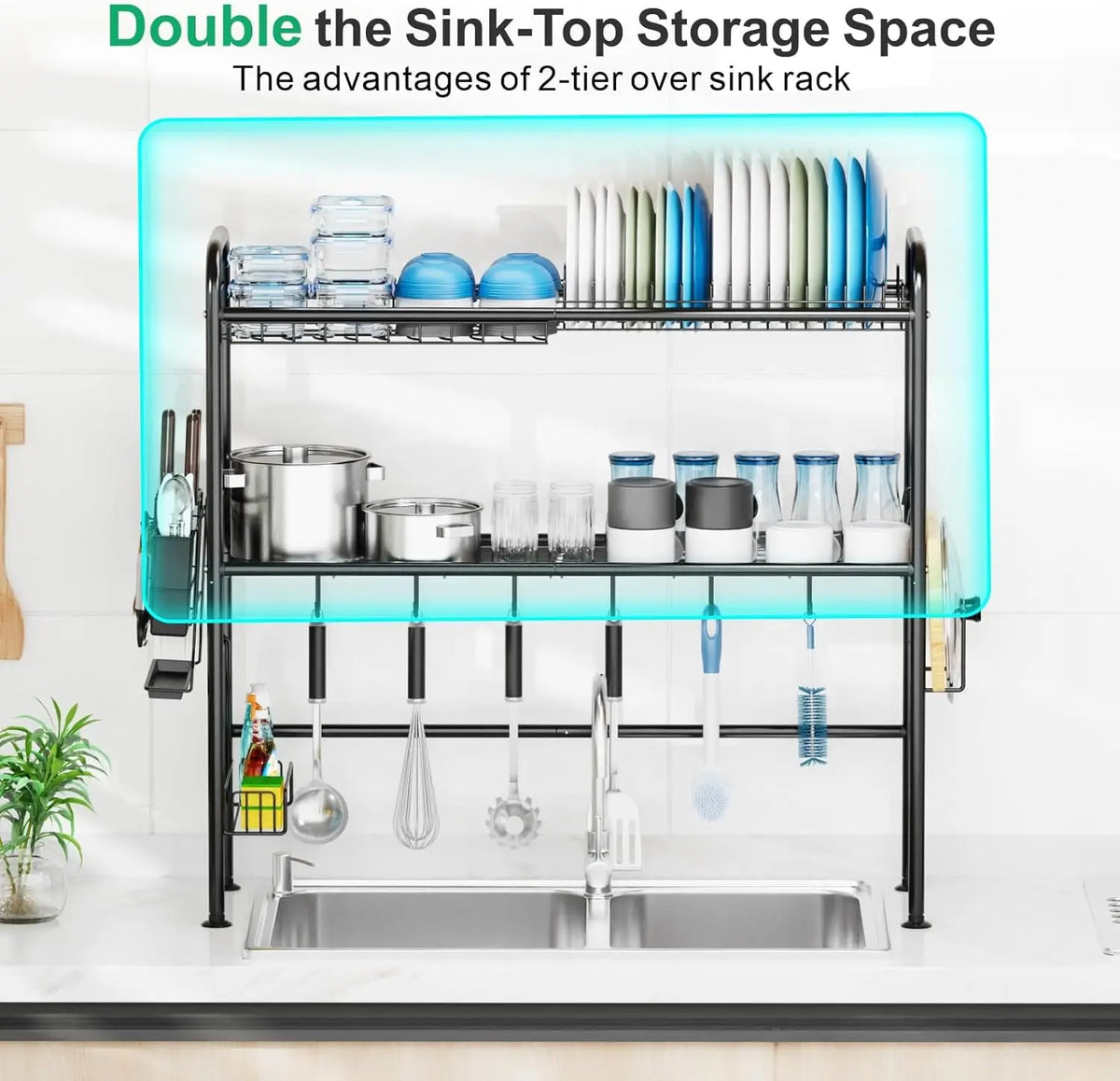 Over Sink Dish Drying Rack 1/2 Tier Above
