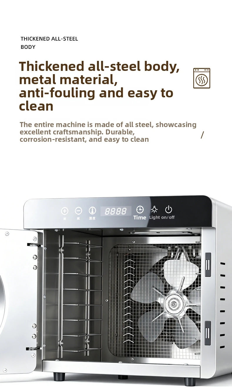 8-Layer Commercial Food Dehydrator Stainless Steel Electric Dryer