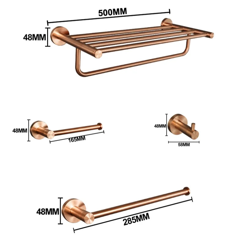 Brushed Rose Gold Stainless Steel Wall-Mounted Bathroom -Towel