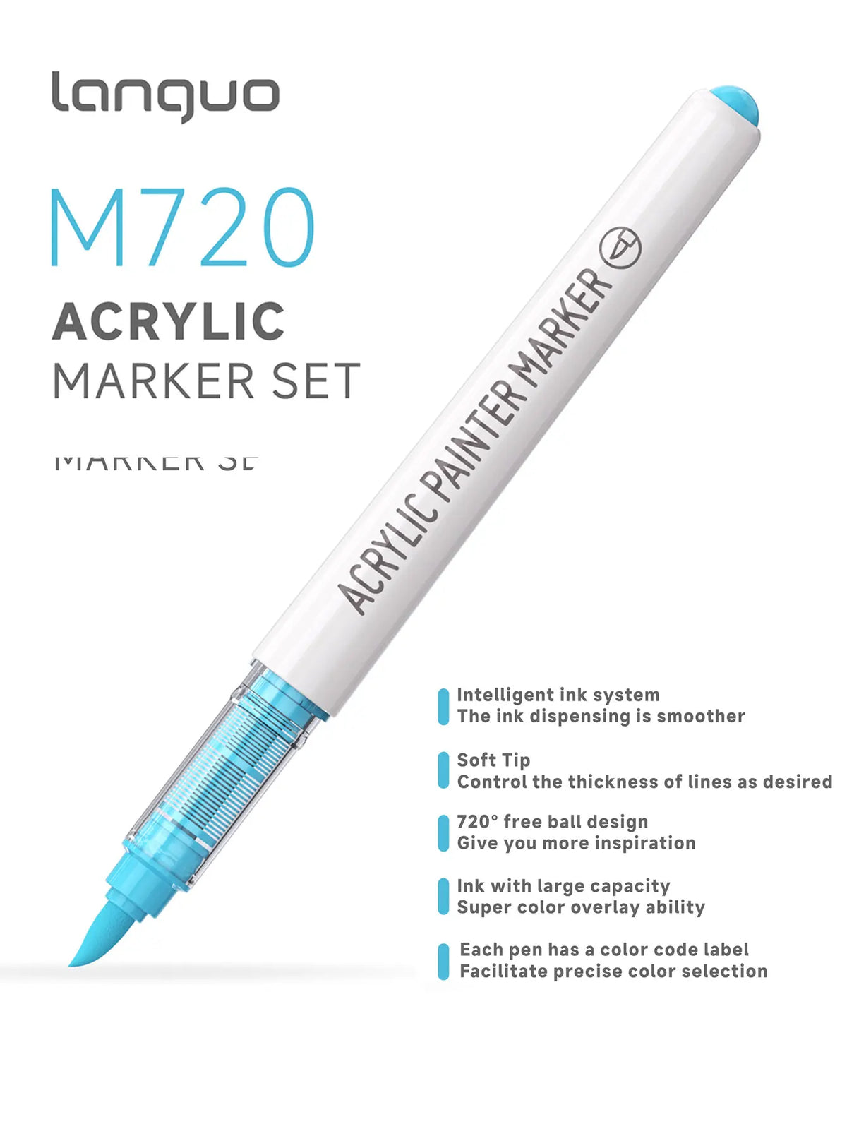 Languo 9pcs/Box Soft Brush Acrylic Marker Pen Diy