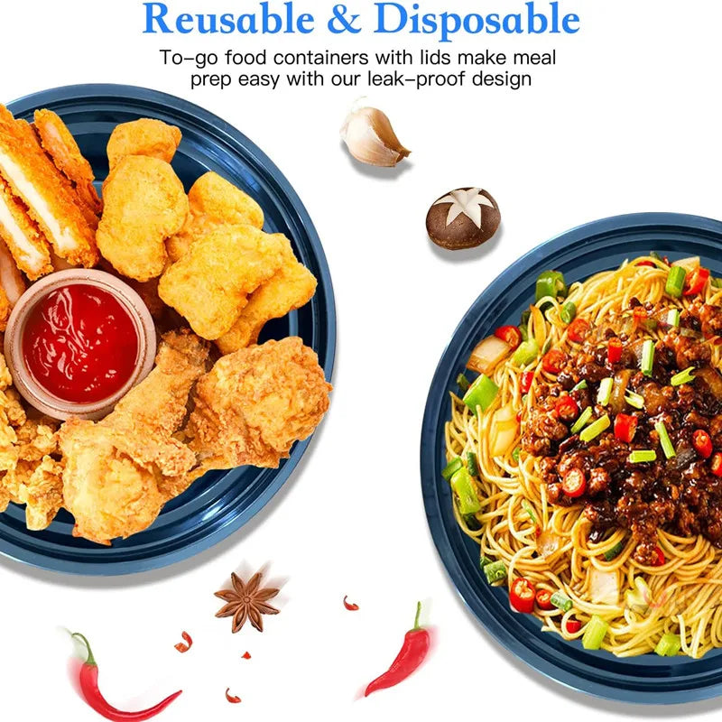 10 Packs 24oz Meal Prep Container Round Disposable