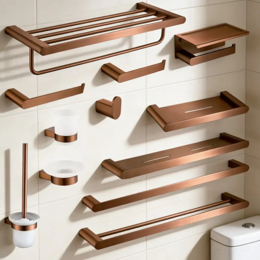 Brushed Rose Gold Storage Rack Towel Bar Tissue