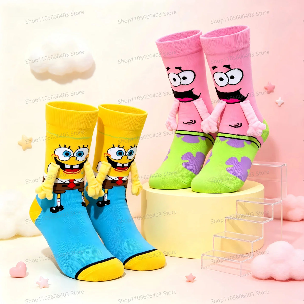 3d Yellow Sponge Series Socks Interactive Small Hands