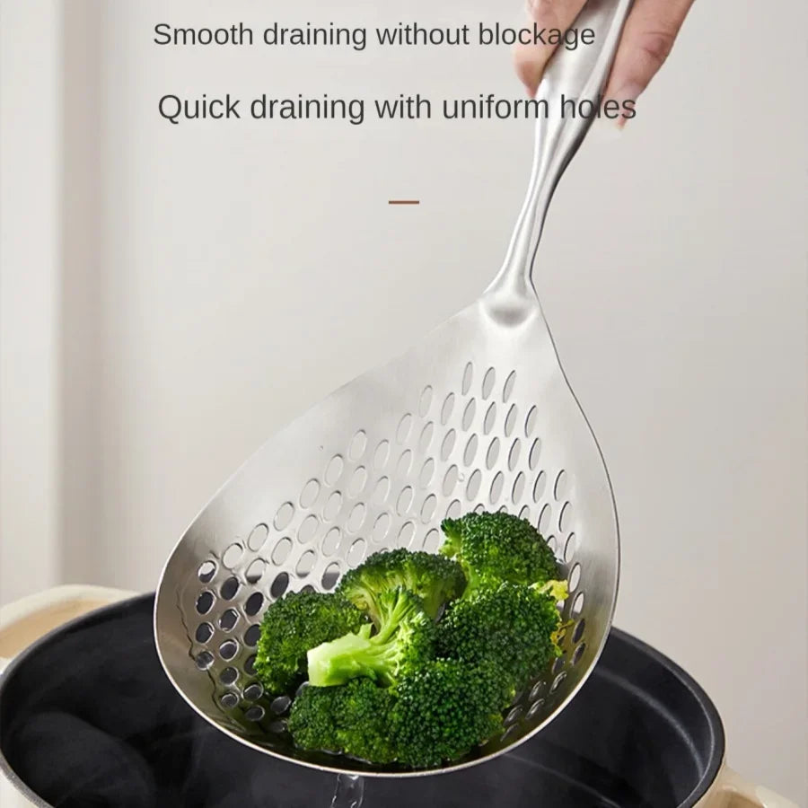 1pc Large Durable Stainless Steel Colander Skimmer Spoon