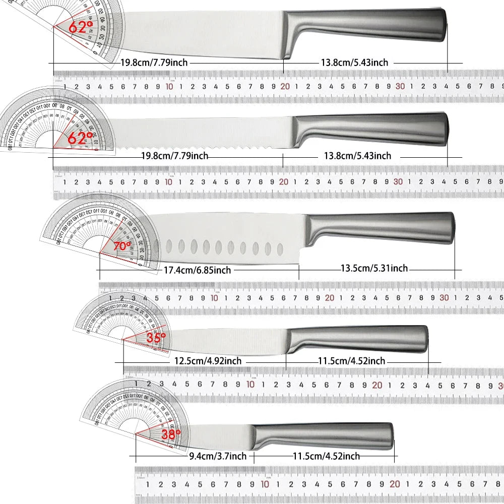 5-Piece Knife Stainless Steel Sharp Chefs Peeler Suitable